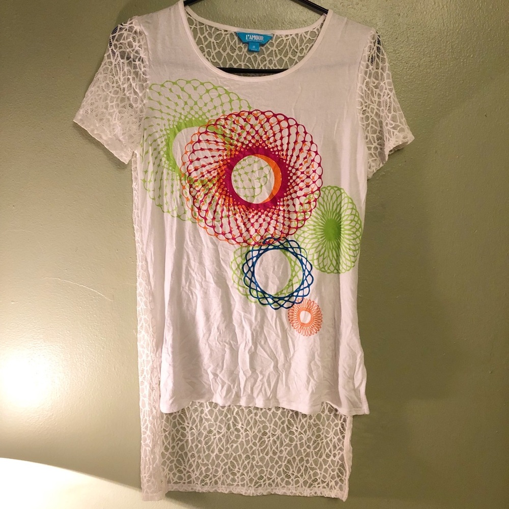 #35 L’Amour Nanette Lepore Short Sleeve Graphic Lace - Picture 4 of 6